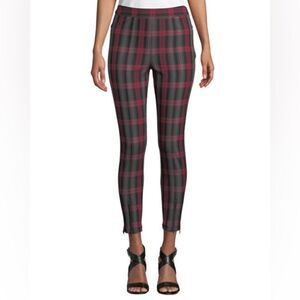 T by Alexander Wang Fitted Stretch Plaid Leggings with Zippers Sz 2